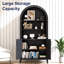 Bibliothèque moderne arquée avec tablettes réglables et rangement caché, vitrine autoportante avec portes pour le salon, la cuisine ou le bureau personnel-2032661126