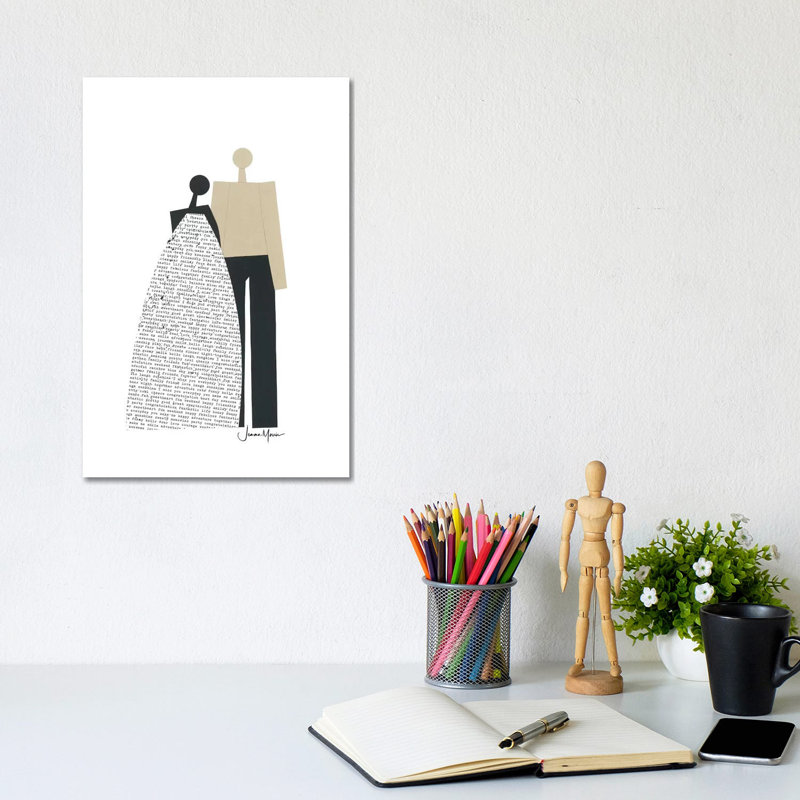 Biracial Wedding Couple in Black and White 1 Piece Wall Art on Canvas, 30.48cm H x 20.32cm W x 1.91cm D, Wrapped Canvas
