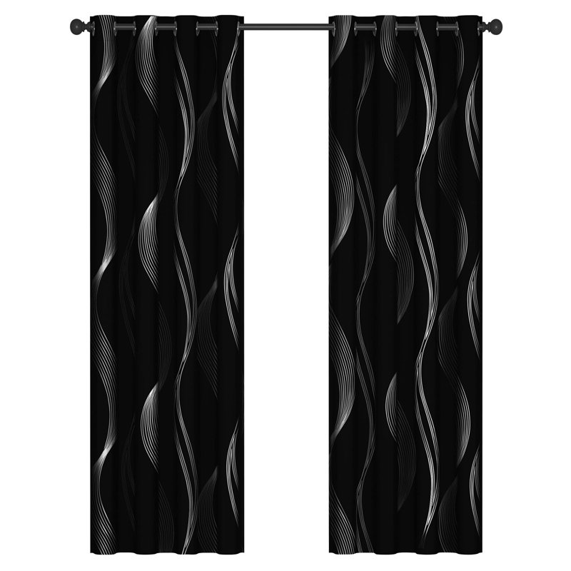 Blackout Curtain Panel Pair, Black, 132cm Width x 160cm Drop