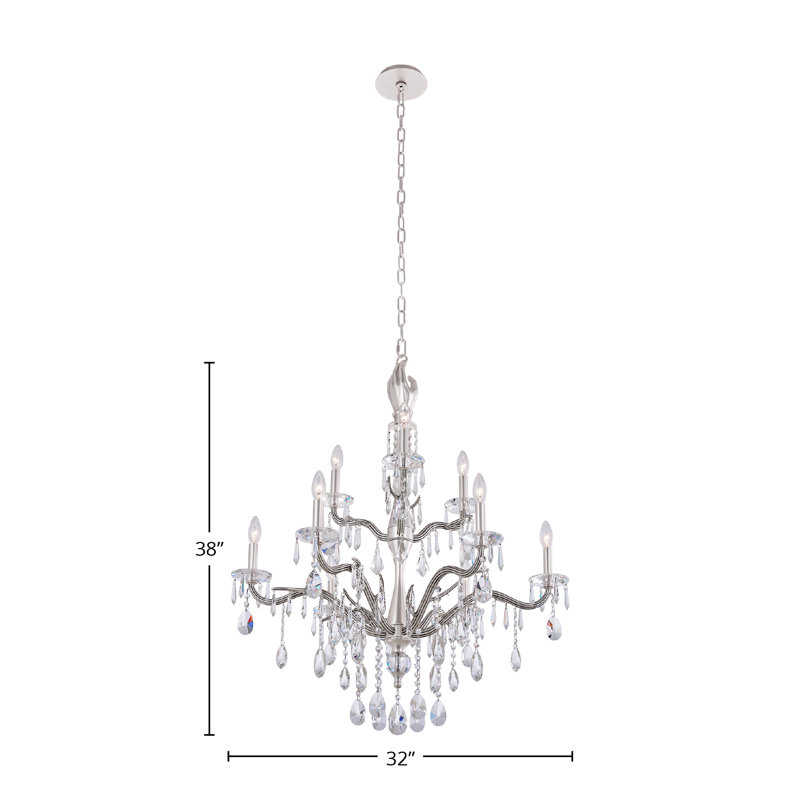 Lustre étagé / transparent Venere 9 LT Allegri, Argent argent