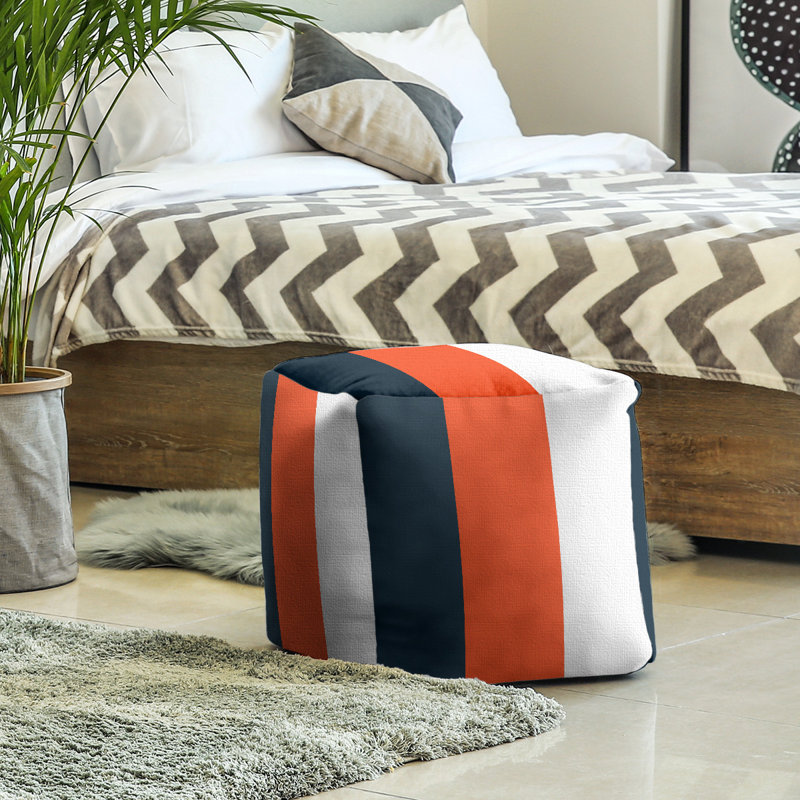 Repose-pieds cubique Tennessee, Orange / bleu marine / blanc, H 13 po x l 13 po x P 13 po