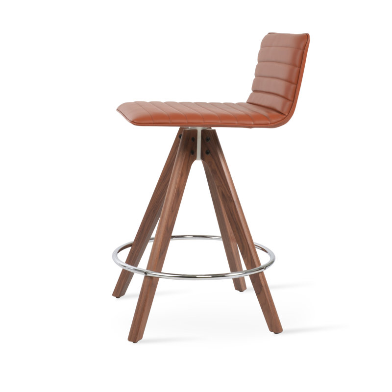 Corona Pyramid Full UPH Counter & Bar Stool, Short Stool (22” Seat Height), Walnut, Cinnamon