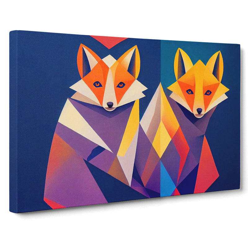 Two Abstract Foxes Vol.1 - Wrapped Canvas, 50cm H x 76cm W x 3cm D