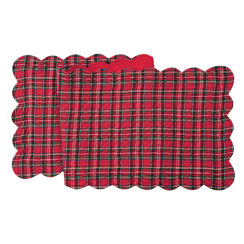 Downton Red Plaid Cotton Table Runner