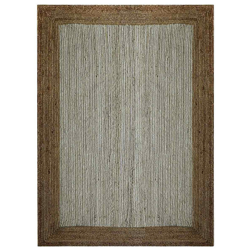 Manns Hand Woven Jute Eco-Friendly Solid Area Rugs - Rectangle, White Natural Color, Contemporary Modern Design, Low Pile, Natural Fiber, Outdoor Indoor Handmade Area Rugs for Living Room, Bed Room