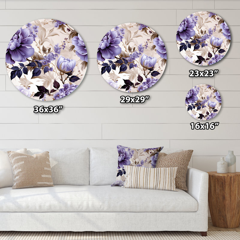 Willene - Art floral rond en métal, H 36 po x l 36 po