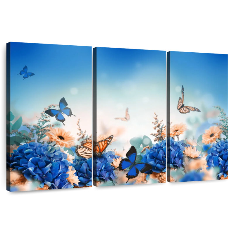 Jardin des papillons bleus, H 42 po x l 65 po