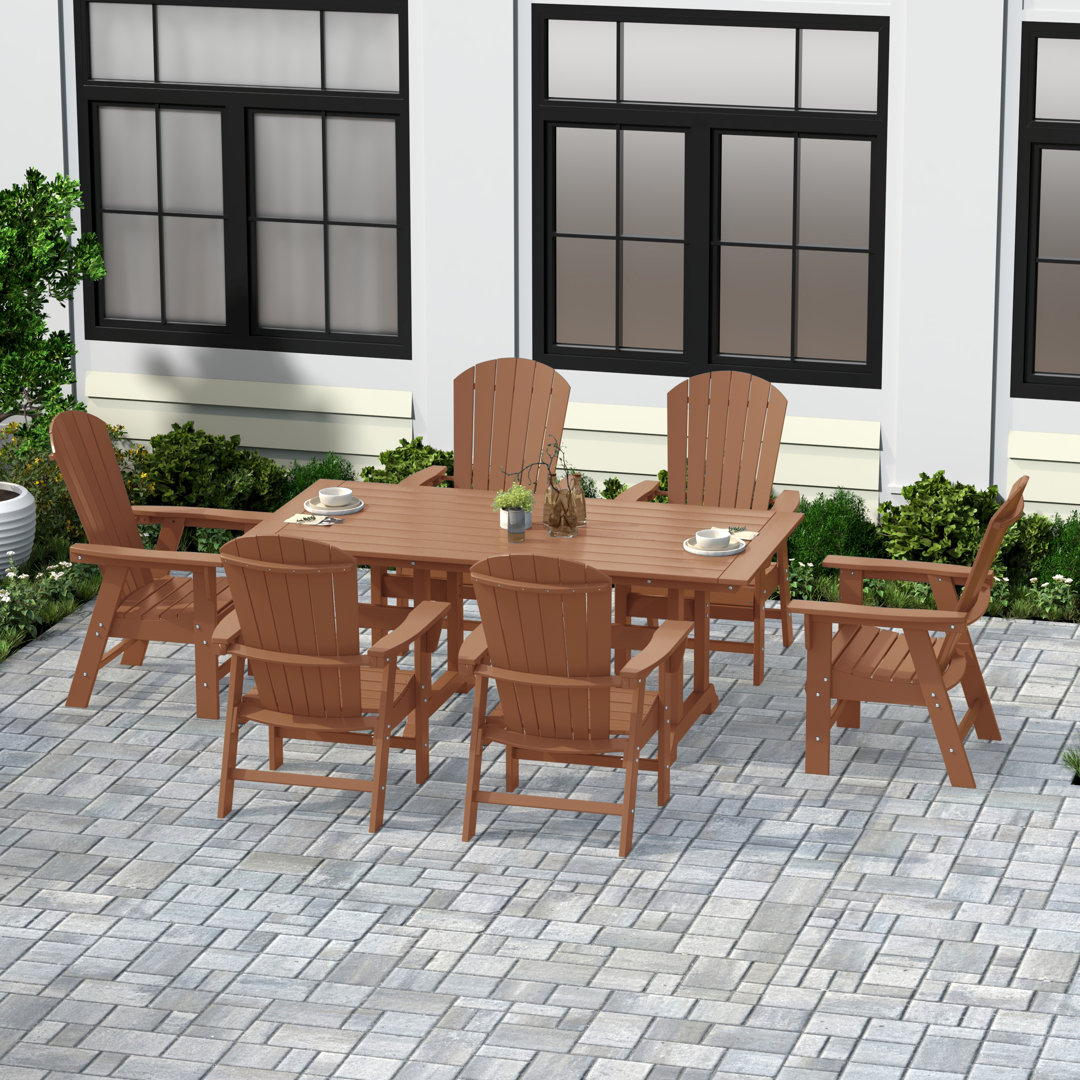 Arnone 7-Piece Outdoor All Weather Poly Dining Set Beachcrest Home™ Frame