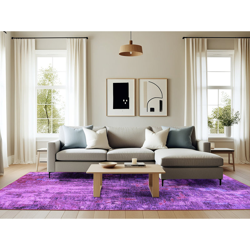 Tapis mauve Mid-Century 2739, Rectangle 6 pi x 9 pi