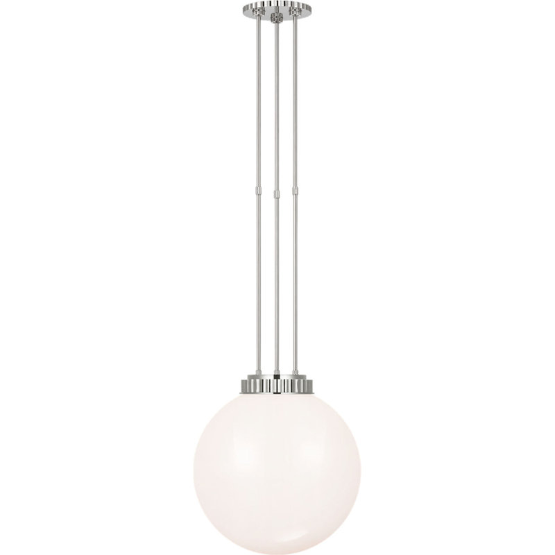 Cavill 16" Pendant with White Glass, Polished Nickel