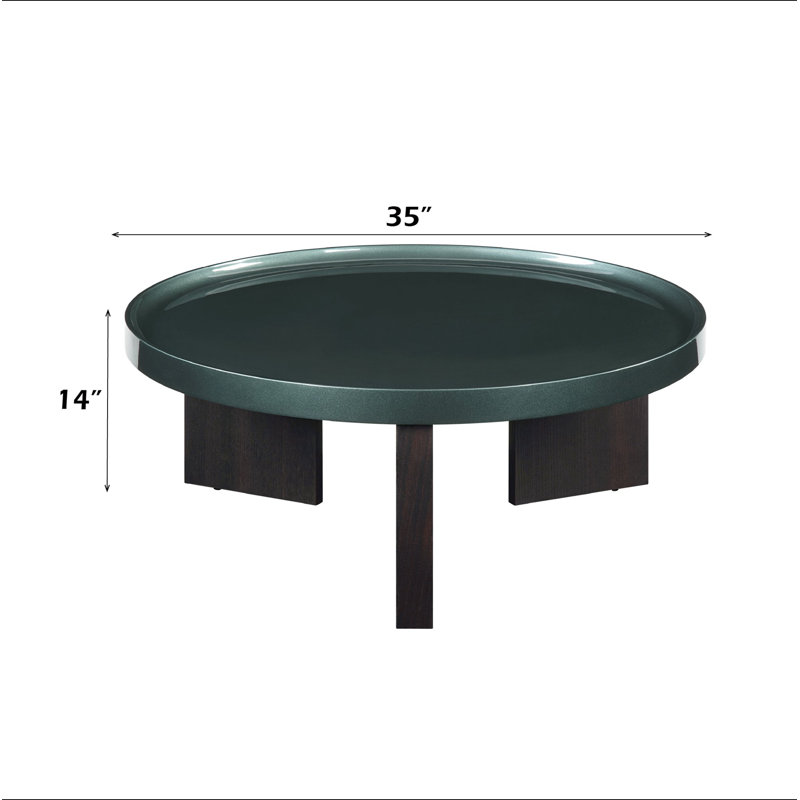 Table basse vert noirâtre et chêne fumé
