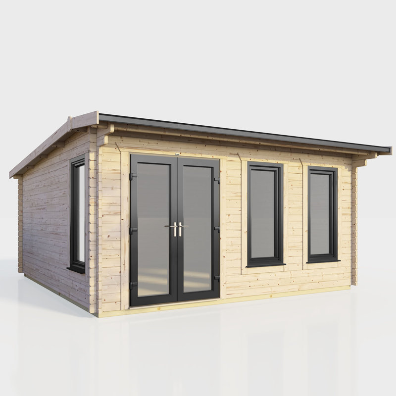 Powersheds 16 x 14ft Apex Log Cabin, Doors to the Left - 44mm