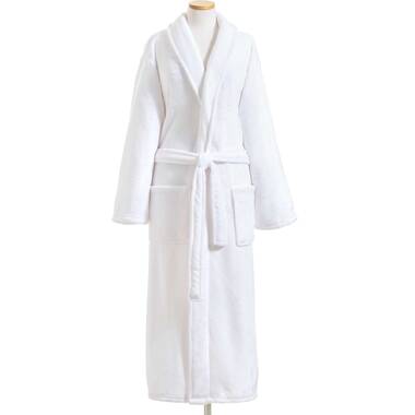 NY Threads Womens Fleece Bath Robe - Shawl Collar Soft Plush Spa Robe,  White, Medium