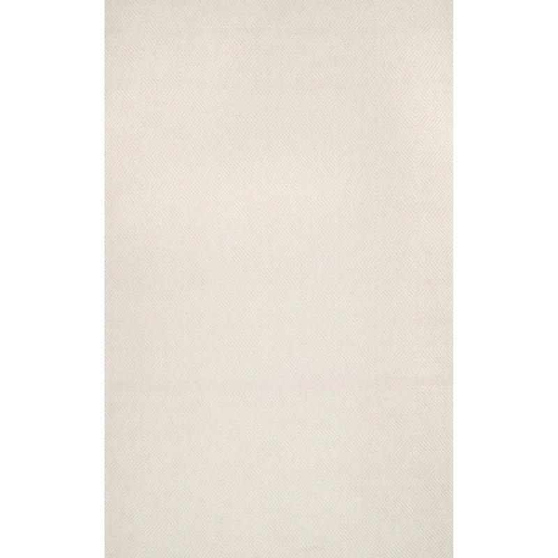 Tapis crème en laine / coton fabriqué à la main Joey, Rectangle 5 pi x 8 pi