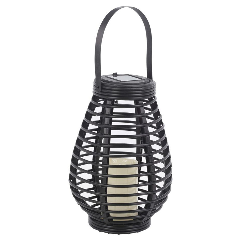 Warm White LED Solar Lantern Hanging Round/Cylindrical with Handle Garden Decor