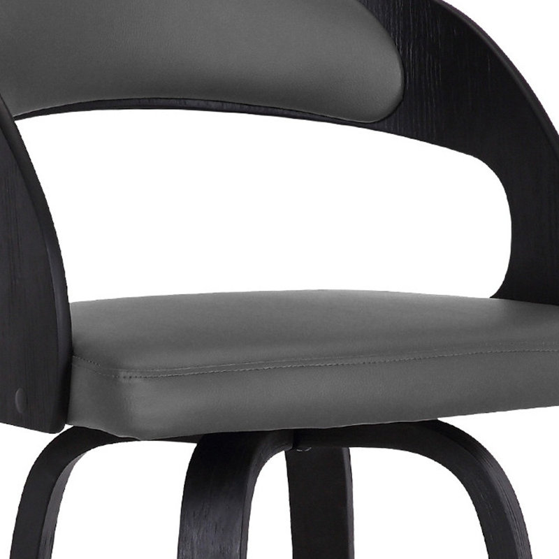 Tabouret de bar moderne en similicuir, Siège gris / cadre noir