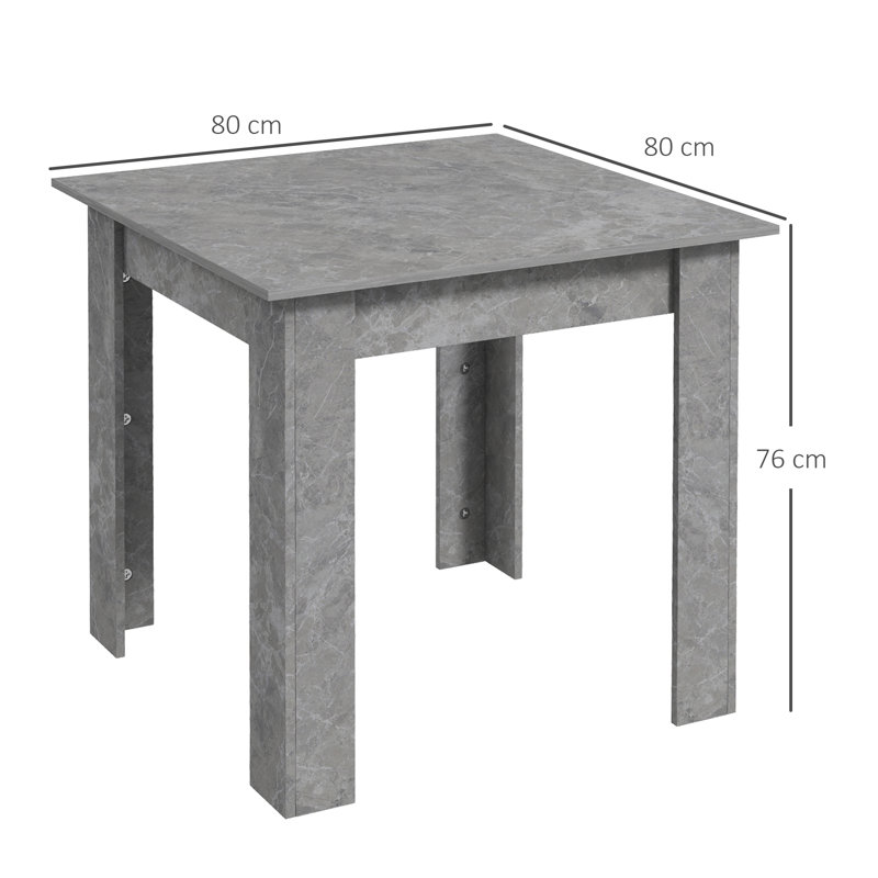 HOMCOM Square Dining Table for 2 Modern Kitchen Table Cement Grey