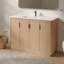 Meuble-lavabo autoportant de salle de bain couleur bois de 48 pouces au design à rayures