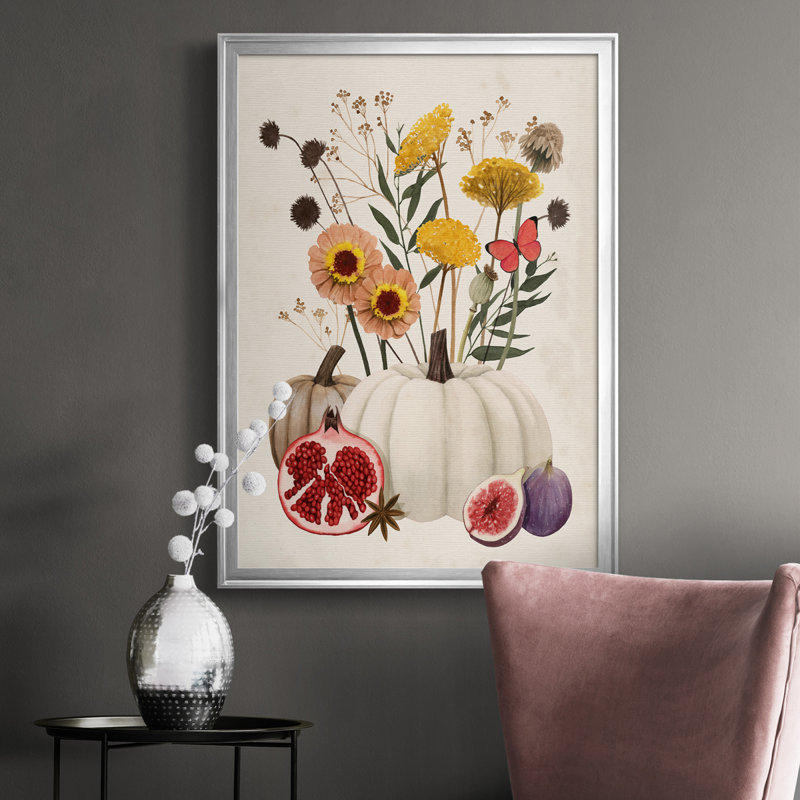 Fall Botanicals I, toile encadrée de qualité supérieure - prête à être accrochée, Cadre argenté