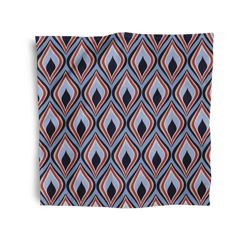 Cluny Polyester Geometric Square Napkin, Navy