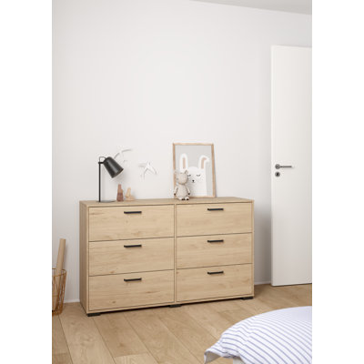 Chesnel 6 Drawer Double Dresser, Jackson Hickory