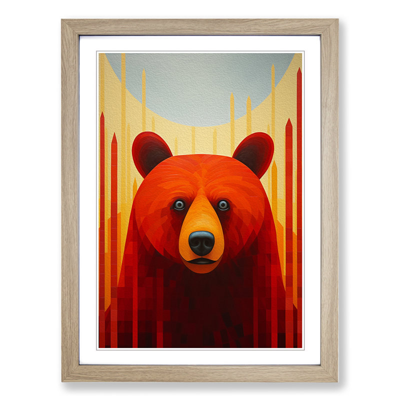 Bear Constructivism No.3 - Framed Print, Oak Framed, 34cm H x 25cm W x 2cm D