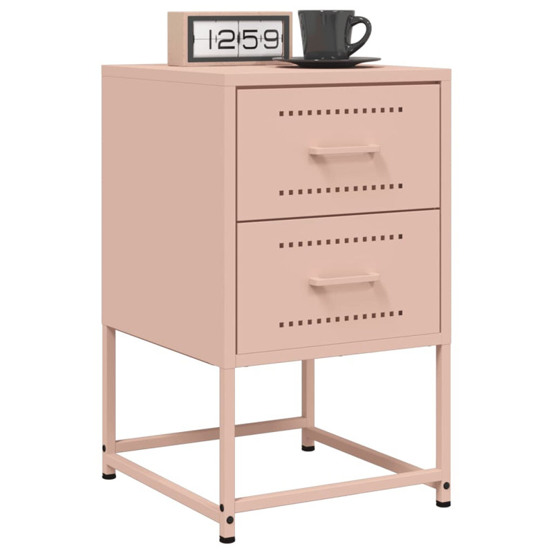 Bedside Cabinet 36x39x60.5 cm Steel, Pink, 2