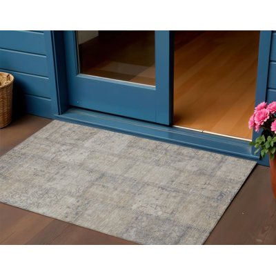 Tapis d'extérieur lavable 3 pi x 5 pi beige taupe et brun