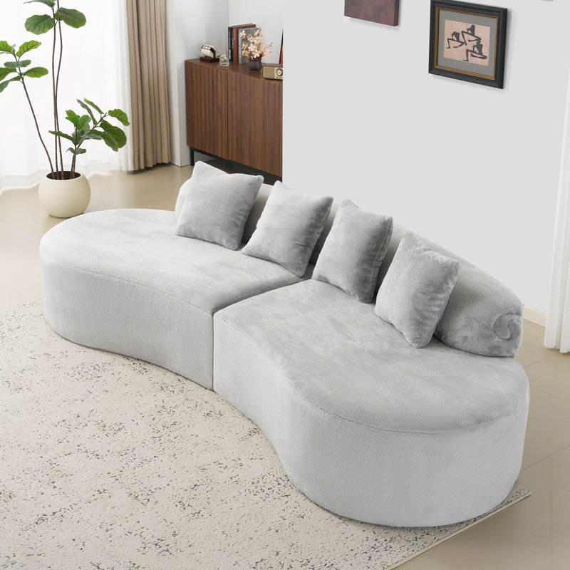 Canapé pour salon, bureau, appartement, Tissu gris pâle