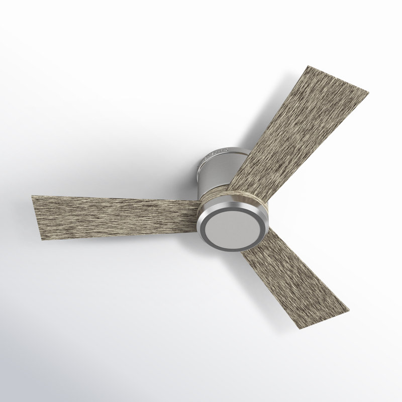 Ventilateur de plafond à DEL Rodrick, Acier brossé avec pales en chêne gris patiné, 42 pouces