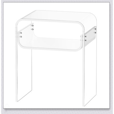 Table d'appoint en acrylique, table de chevet transparente à 2 niveaux avec tablette de rangement, bureau de bout rectangulaire moderne en acrylique, table de chevet épaisse transparente pour chambre à coucher, salon, bureau