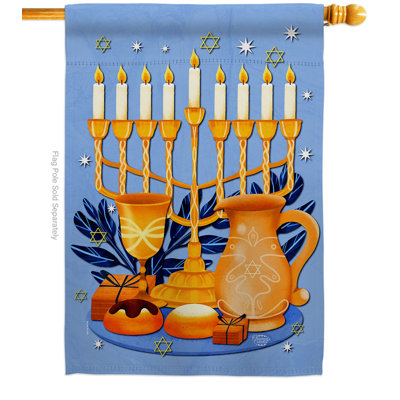 Double Sided 40'' H x 28'' W Polyester Hanukkah House Flag