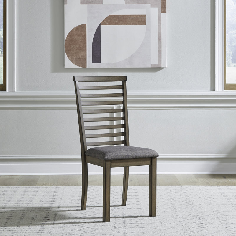 Luz Upholstered Ladder Back Side Chair, Light Brown/Brown