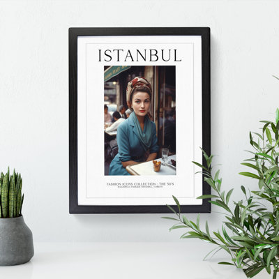 Fashion Travel Poster Woman Colour Istanbul Turkey - Single Picture Frame Print on Wood