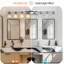 Luminaire de salle de bain classique 8 lumières avec abat-jour cylindrique en verre transparent et nickel satiné à fixation réversible-129899987-129899988