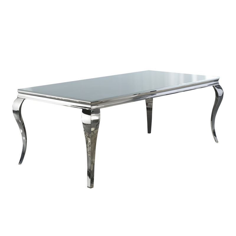 Baldwin Glass Top Metal Base Dining Table, H76 x L208 x W108cm