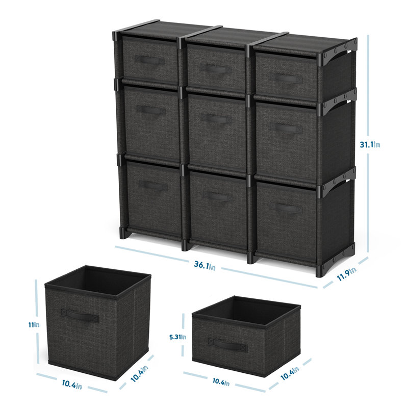 Britteny 9 Drawer Closet System, Black