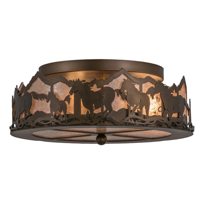 Running Horses 3 - Light Flush Mount