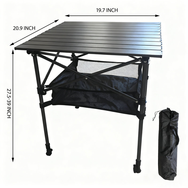 Table de camping pliante en acier 20,9 po L x 19,7 po