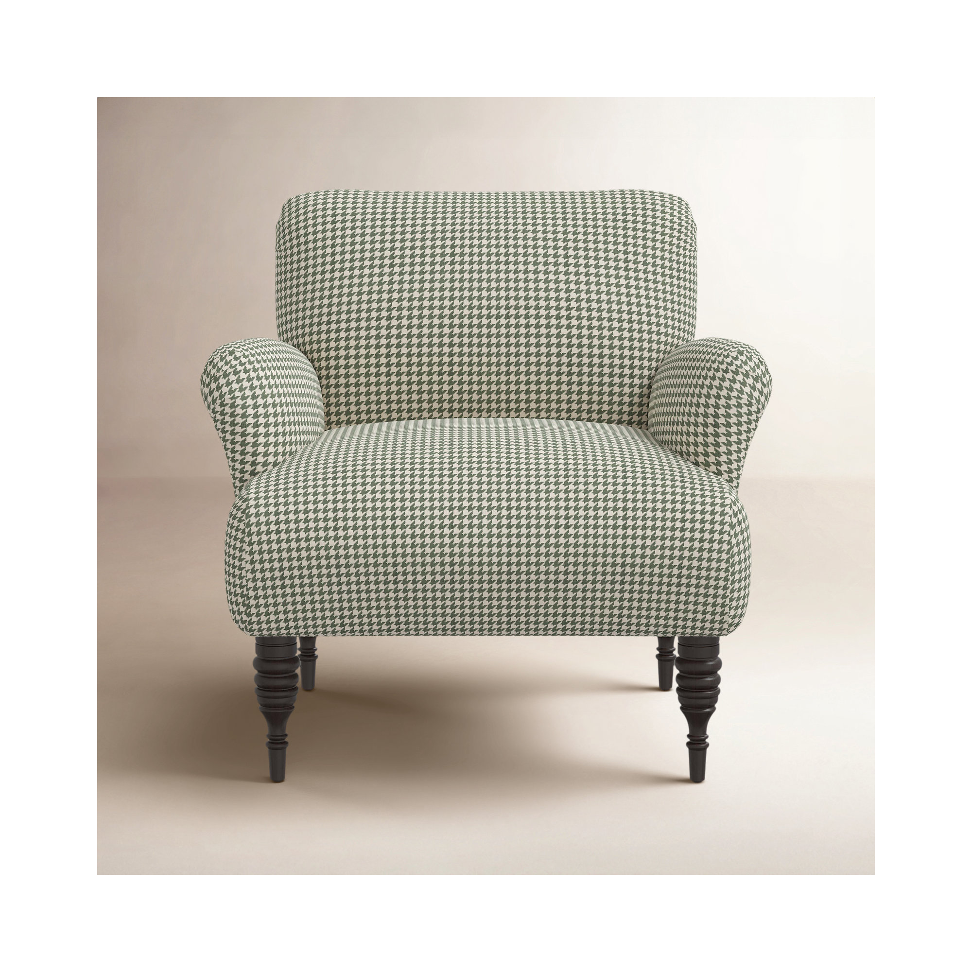 Bershire Upholstered Armchair, Chunky Houndstooth Olive