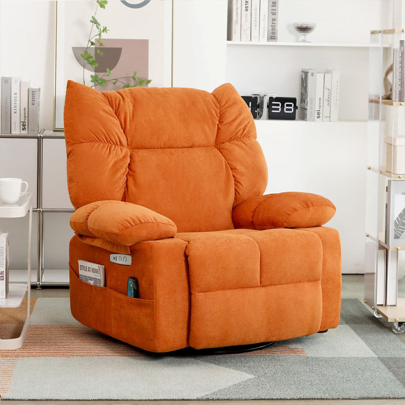 37.79" Wide Swivel Zero Gravity Recliner, Orange