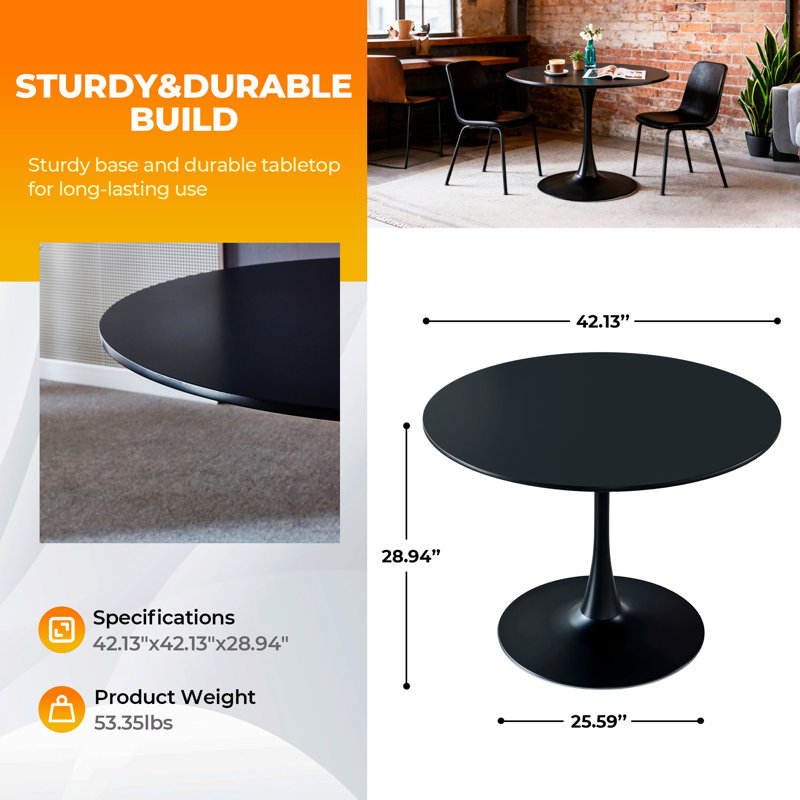 Tables de salle à manger modernes et durables en métal noir MDF pour la cuisine à domicile