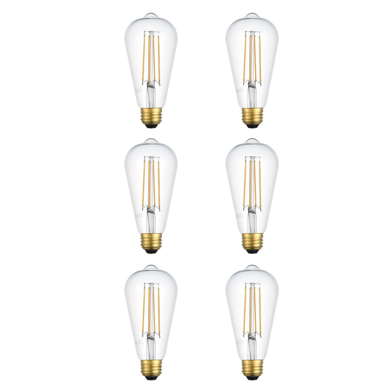 6 watts (60 watts équivalent), ampoule à del st18, ampoule à intensité variable, blanc chaud (3000k) e26/moyen (standard) base