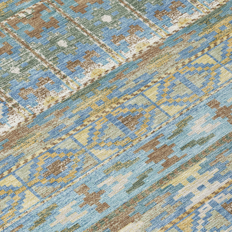 Machine Washable Indoor/Outdoor Chantille ACN2635 Lodge Rug, Teal, 3' x 5'