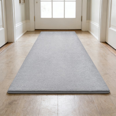 2'x6' Plush Runner Rug Self Adhesive Back Mat For Hallway Entryway Multiple Use Light Gray