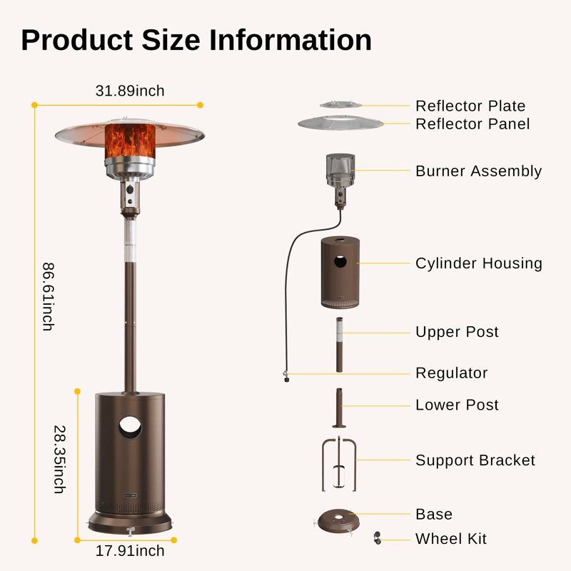 Bronze Propane Patio Heater with Round Table Design