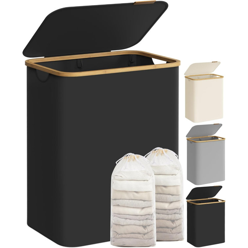 Cardboard, Faux Leather Laundry Room Organiser, Black