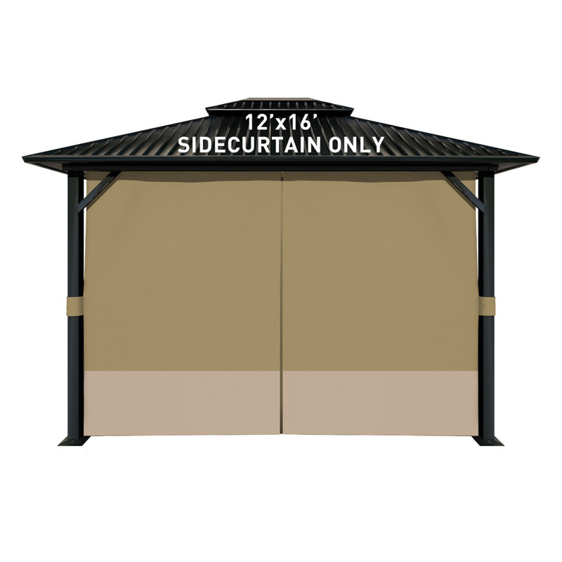 Aoodor Replacement 4-Panel Gazebo Sidewall Curtains, 82.7" H x 144" W x 192" D, Khaki and Sand Yellow