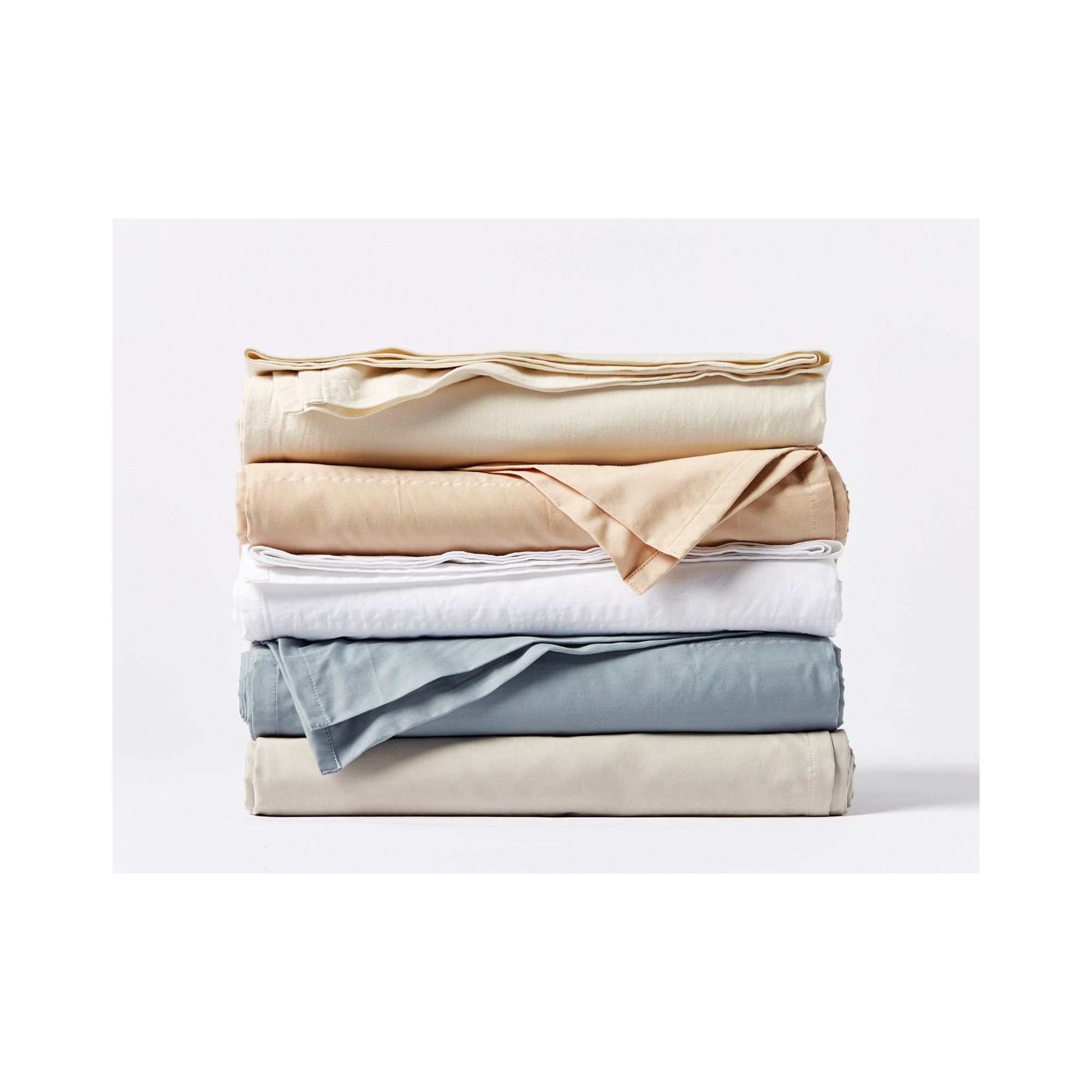 Organic Relaxed 100% Cotton Sateen Fitted Sheet, Undyed, Twin Fitted Sheet