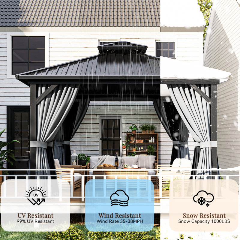 12 pi. L 12 pi. D Pavillon de jardin avec double toit